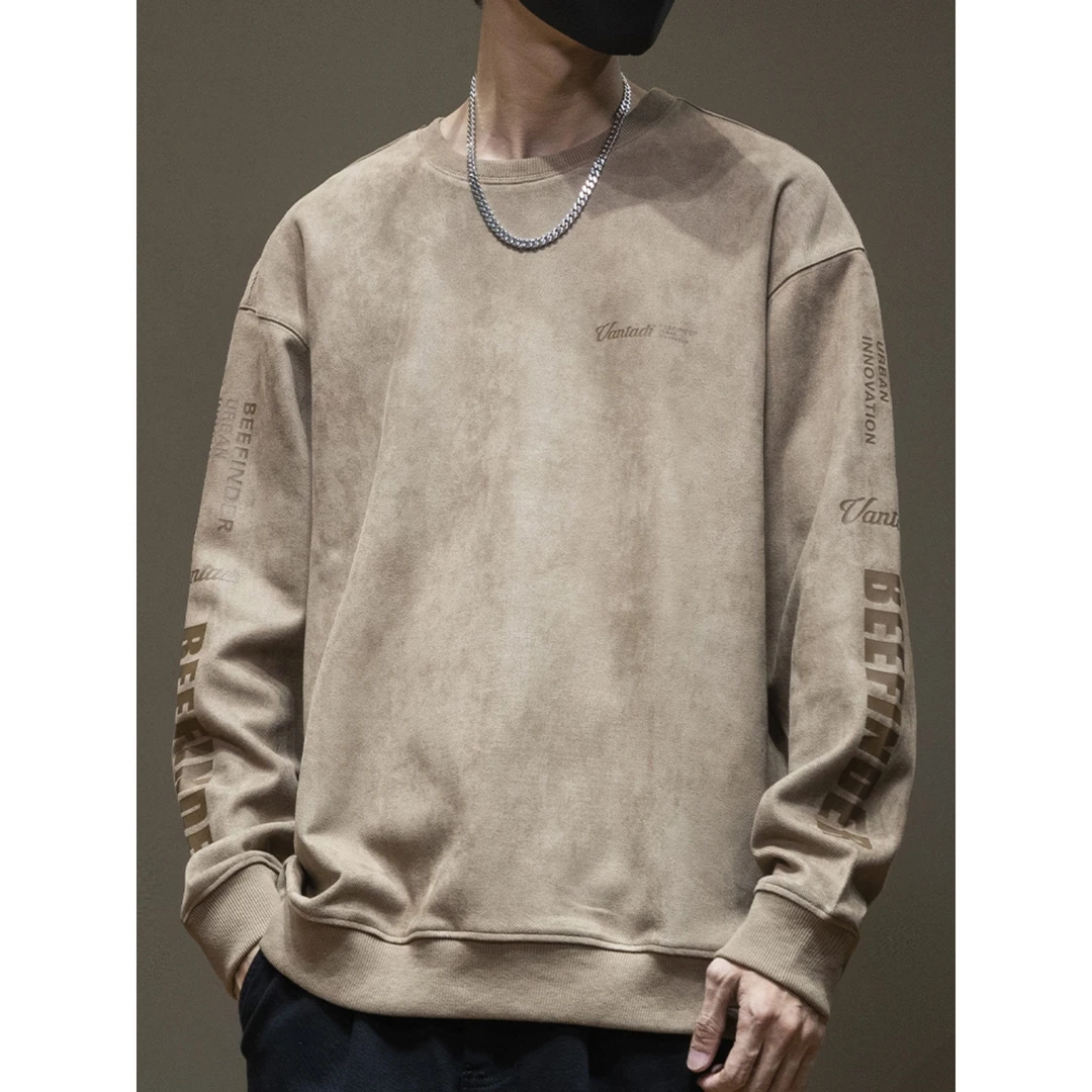 MR.MUDI/穆迪先生美式麂皮绒卫衣男秋冬宽松大码春秋加绒上衣外套