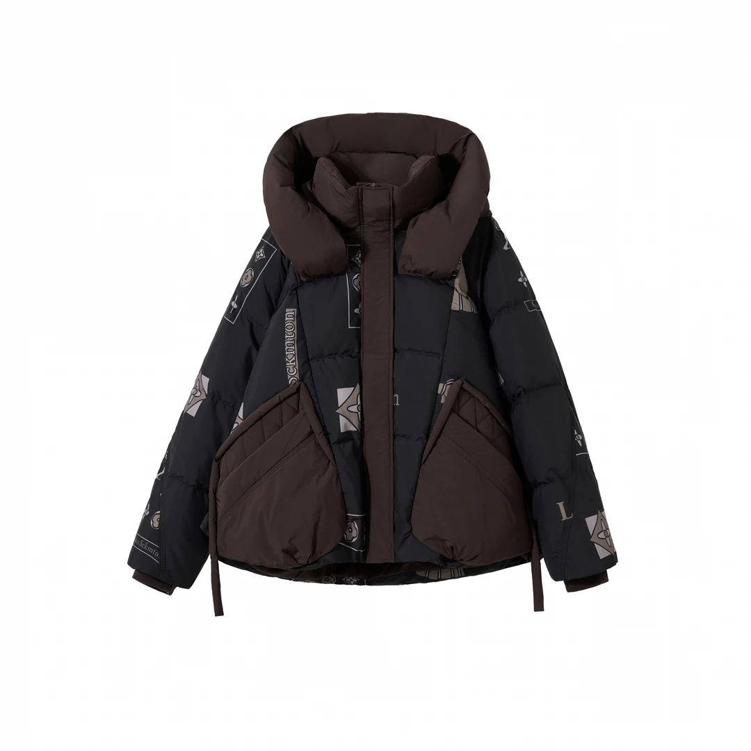 《云云专属》新款冬季韩系设计感巧克力色系宽松时尚羽绒服