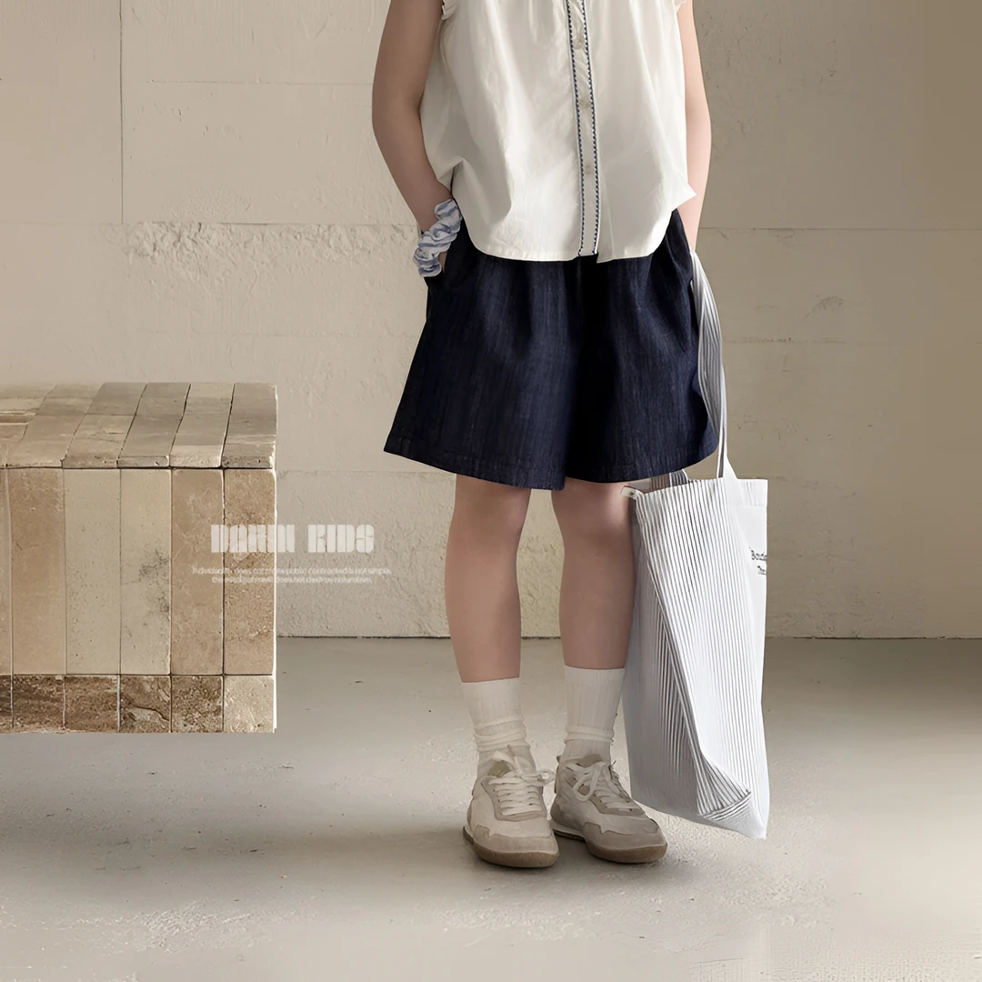 【嗒囜】全棉耐穿有型~宽松百搭 女童裤子夏装新款休闲宽松牛仔短裤