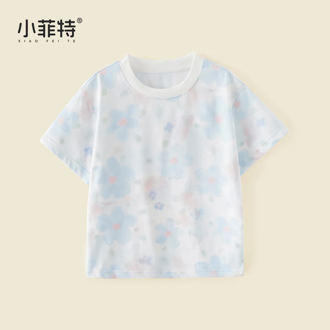 小菲特夏季新款女童韩版满印短袖t恤中大童薄款宽松半袖YNYX51436
