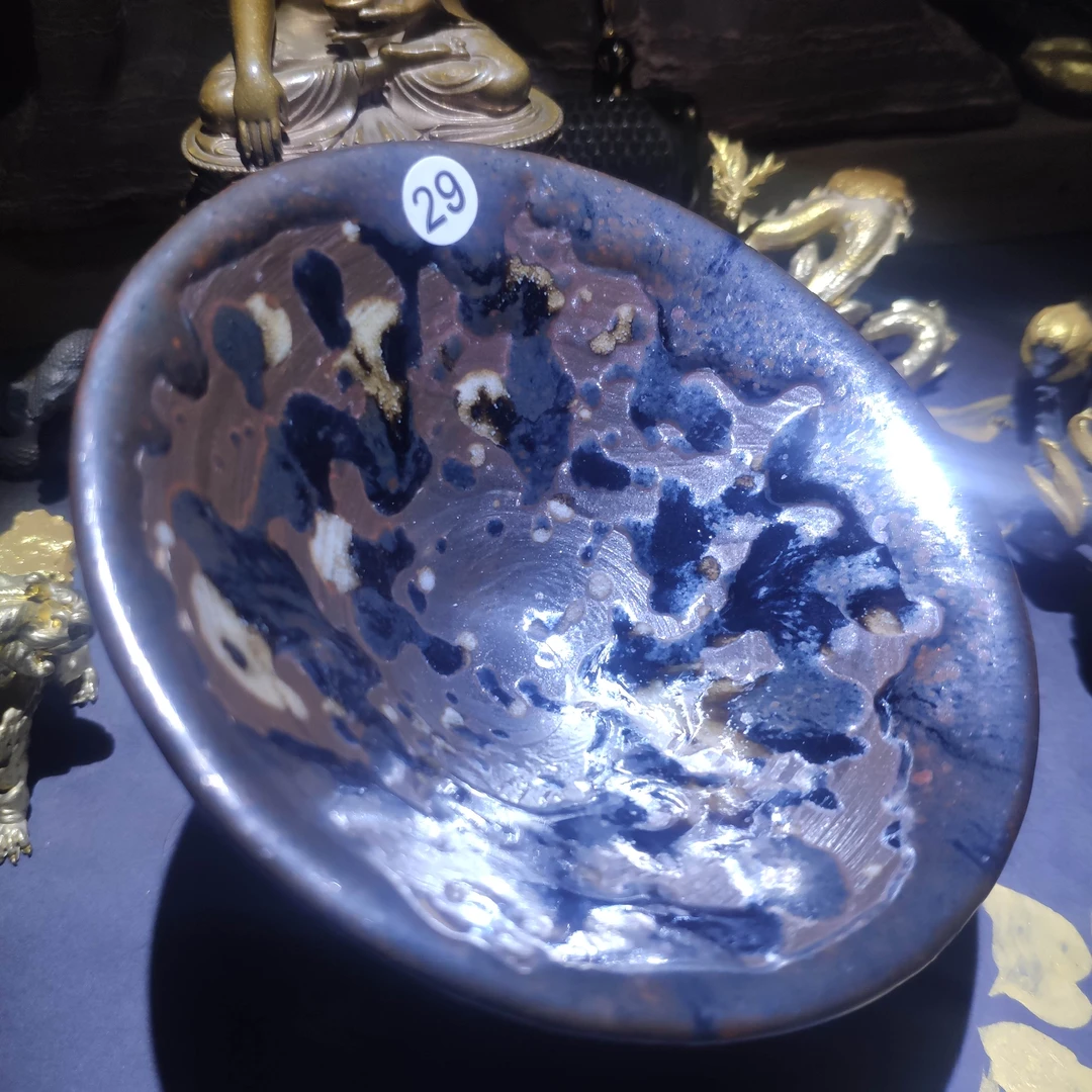 谢松青省大手工斗笠建窑建盏龟裂纹乌金窑变茶器主人杯陶瓷