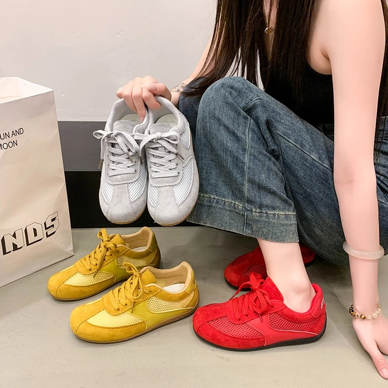 薄款德训鞋女2025年夏季新款平底透气网面阿甘鞋镂空轻便运动板鞋