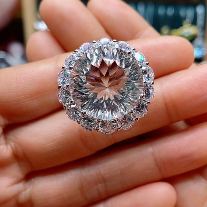 银S925镶嵌戒指水晶海****馆天然水晶戒指