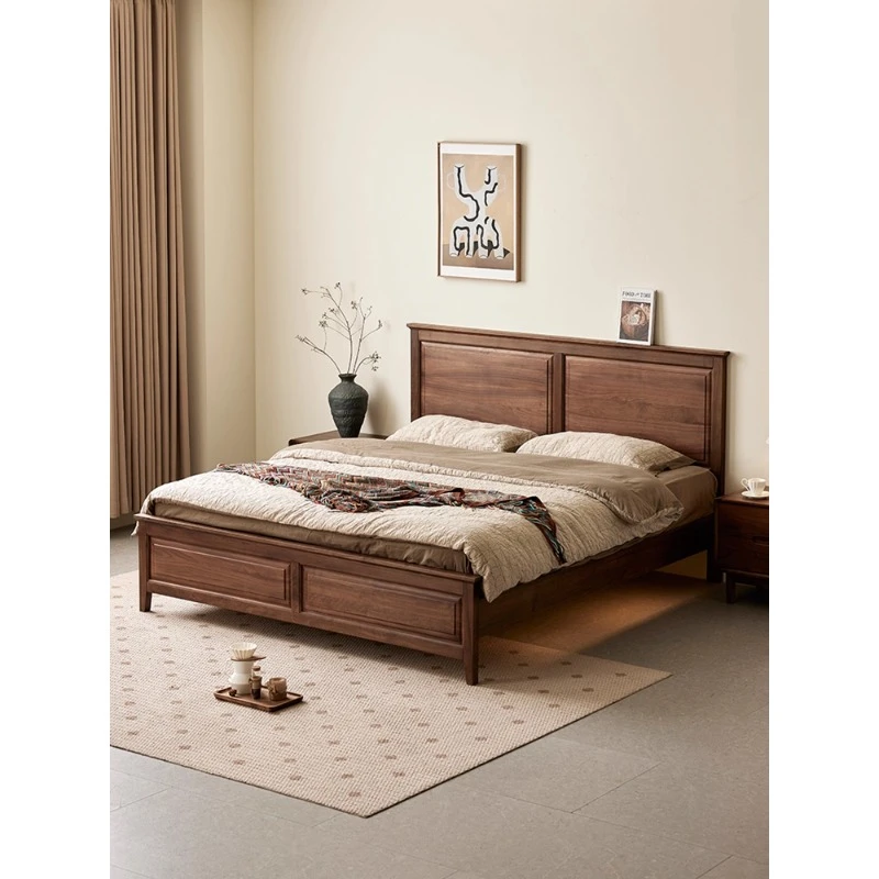 澜庭阁北美黑胡桃木床美式简约实木家用卧室双人床1.8米主卧大床