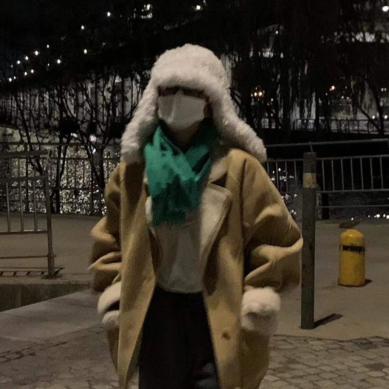 韩国女装皮毛一体外套秋冬款冬季毛毛大衣东大门上衣