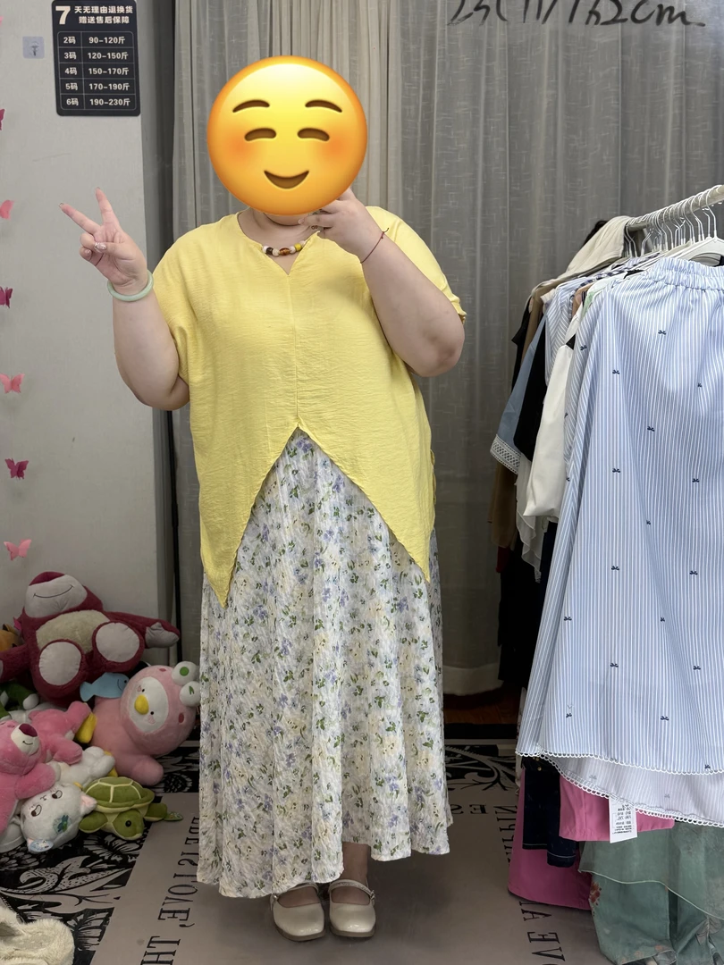 胖胖馨女装夏季新款两件套短袖半身裙气质度假风小清新