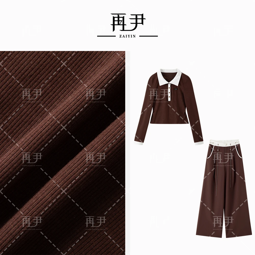 【秋色衫林】百搭气质高级时尚设计感气质休闲套装GY53072207-2