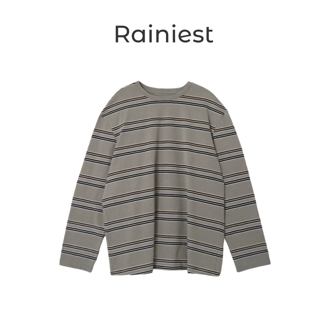 雨哥Rainiest全棉条纹长袖T恤女D259T011K3