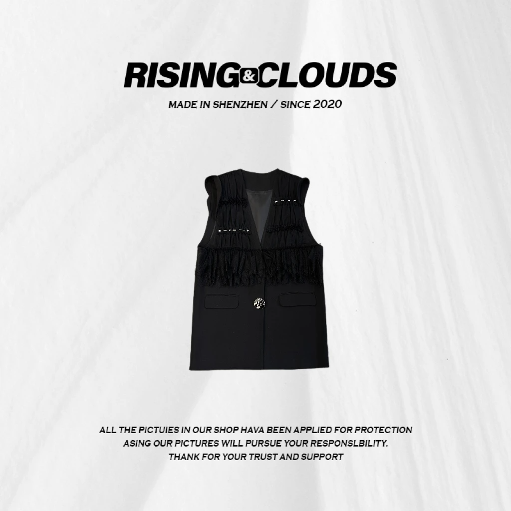 RISING&CLOUDS莎莎【如水】2025春夏深圳拼接网纱马甲020064