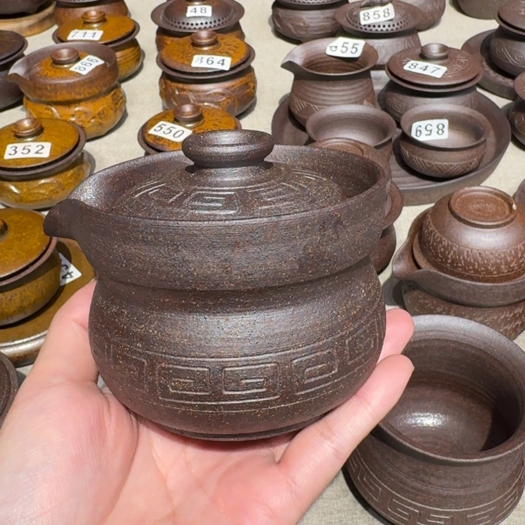 茶具粗瓷茶具素色盖碗