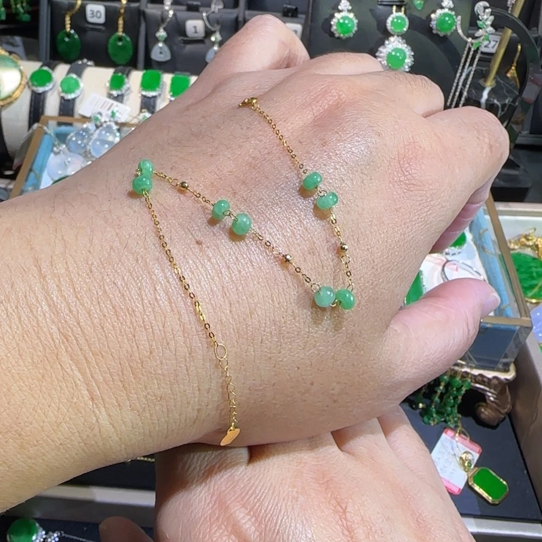 翡翠18K金镶嵌颈饰手链