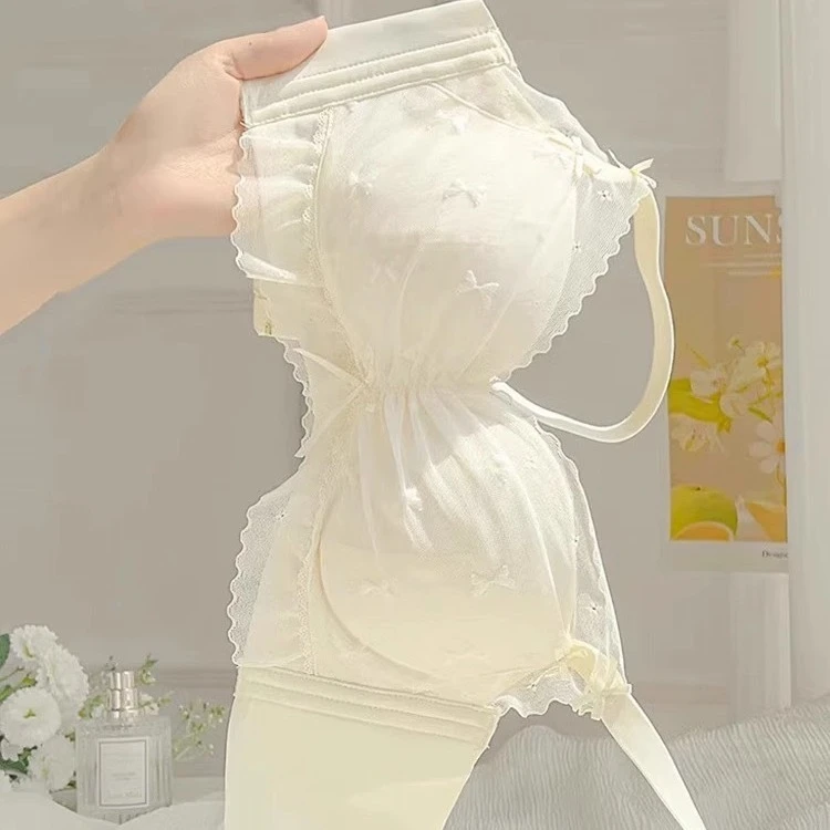 纯欲风蕾丝网纱内衣女聚拢显大调整型性感甜美无钢圈收副乳防下垂