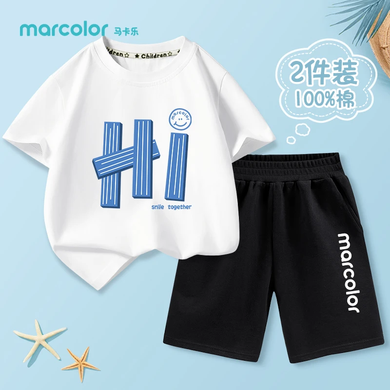 MC44马卡乐儿童短袖套装夏季男童休闲五分裤中大童运动半袖上衣