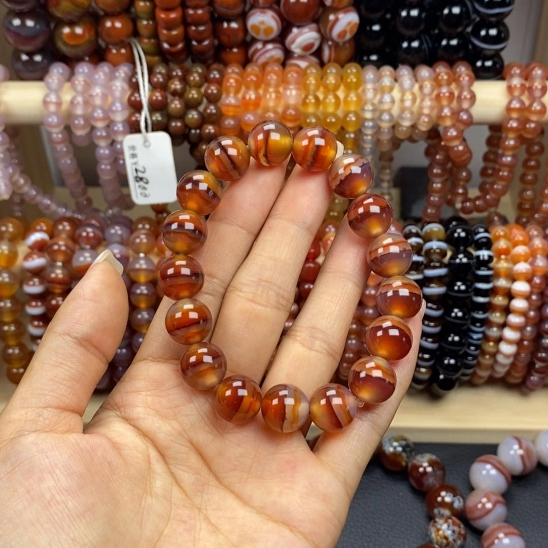 玛瑙/玉髓手串未镶嵌平**喜