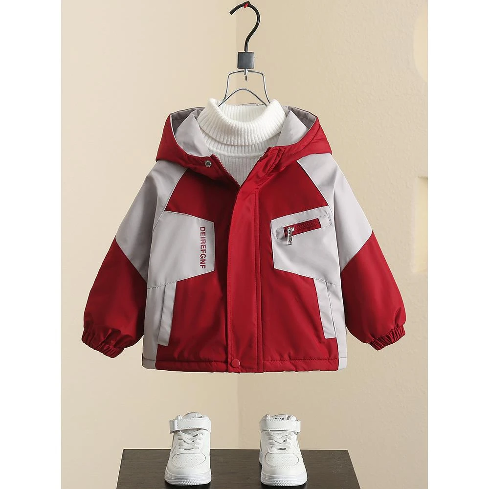 范哲萨男童外套冬款2025新款儿童冲锋衣冬季加绒加厚宝宝冬装