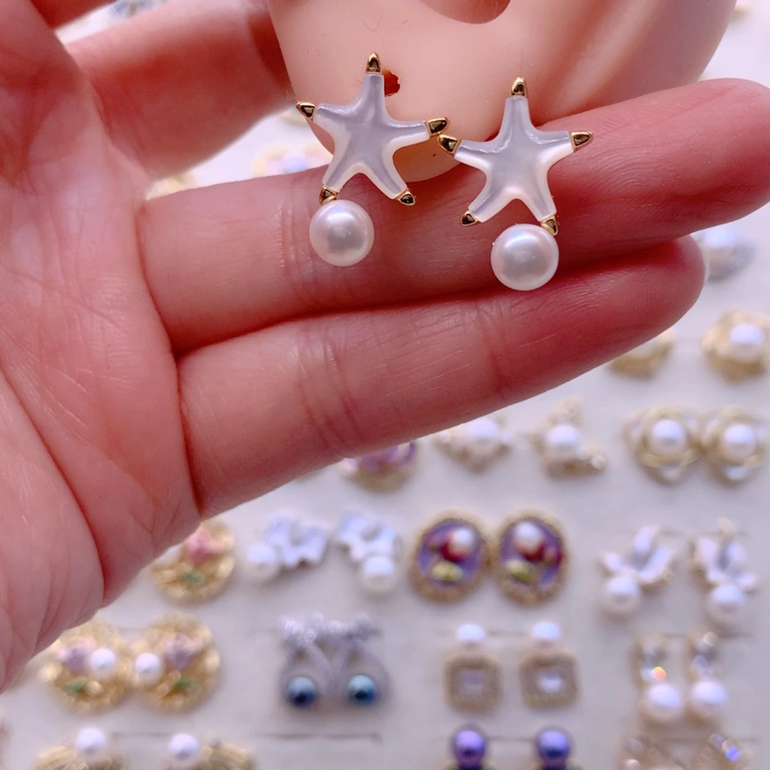 淡水珍珠耳饰合金