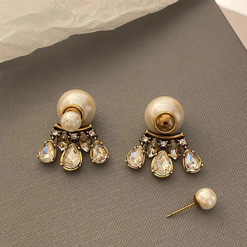 铜合金耳饰 D家复古重工水砖耳环潮花朵耳钉小众设计感高级407