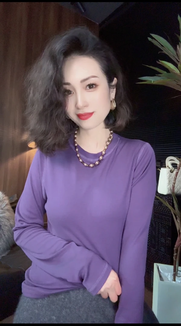 (一如专属)常规款长袖拼接T恤秋冬修身内搭洋气时尚宽松针织ins