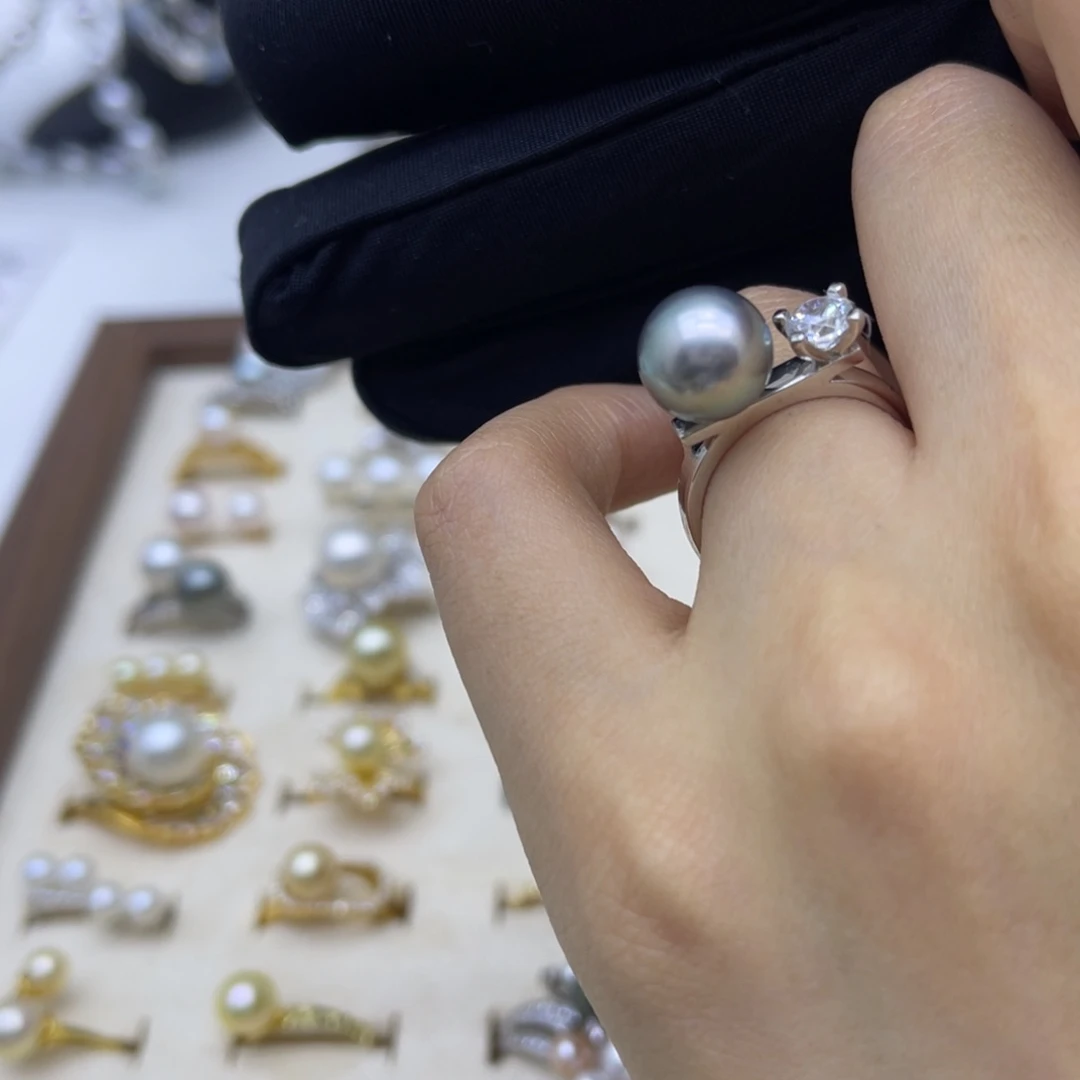 海水珍珠银S925镶嵌戒圈