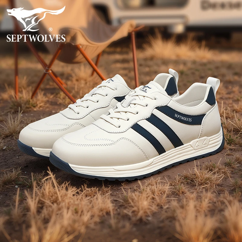 七匹狼男鞋秋冬真皮休闲板鞋复古德训运动鞋子百搭潮流缓震跑步鞋