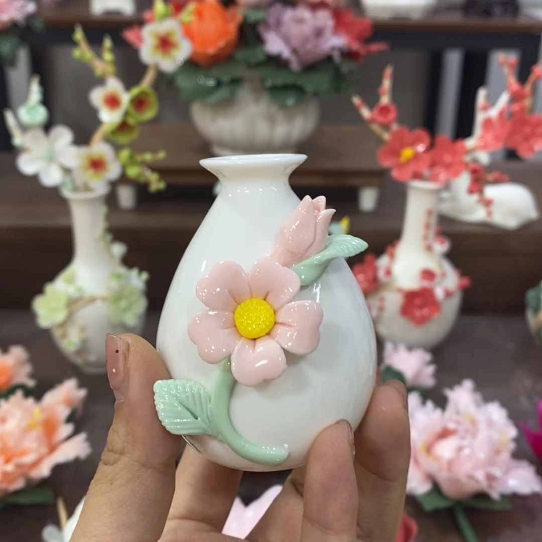 摆件陶瓷手工花摆件