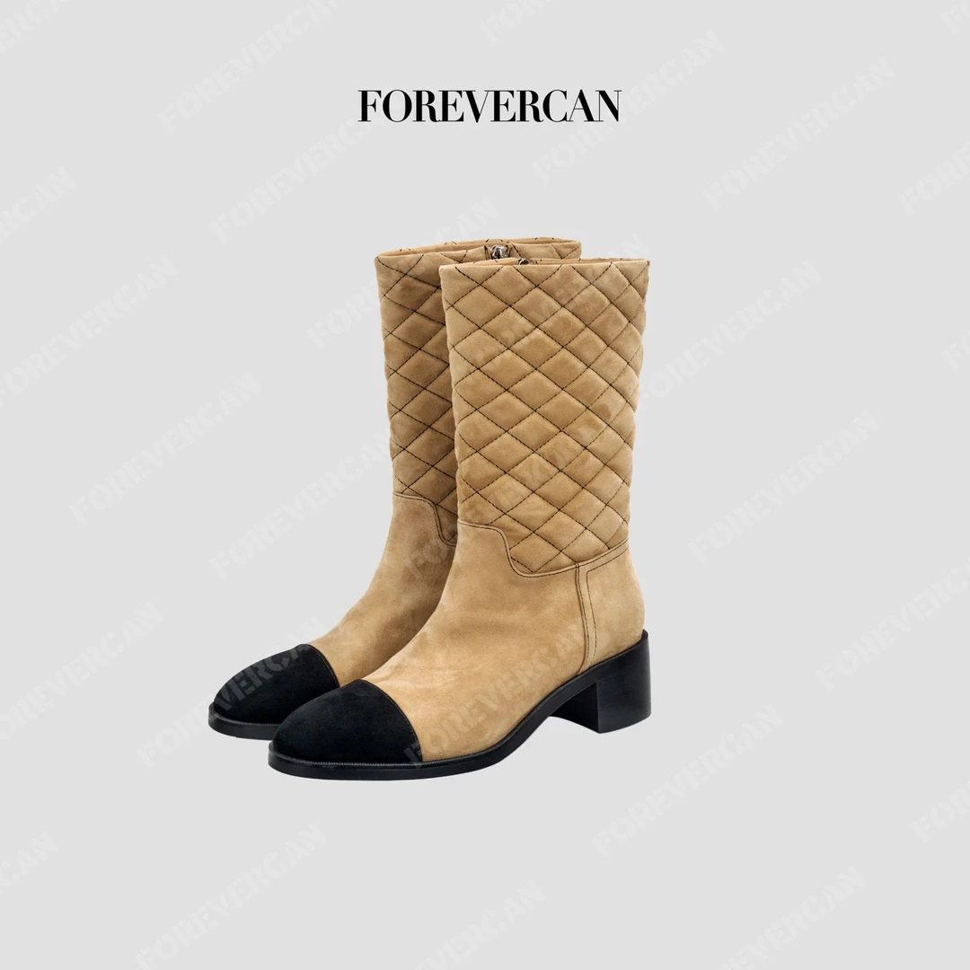 FOREVERCAN【新品彩蛋】羊猄皮 菱格短靴靴子 鞋子 XZ27432