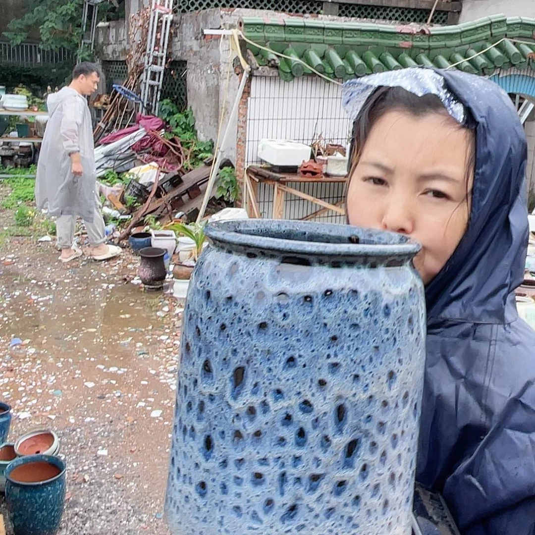 紫砂花盆王嫂花盆0608-211高28口18微瑕