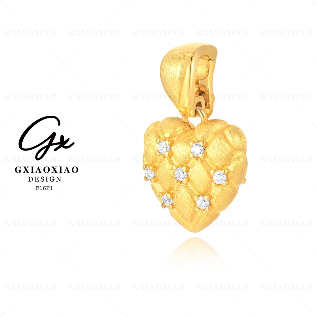 G XIAOXIAO 镀K金【菱格拉丝爱心】时尚气质百搭经典吊坠 F16P1
