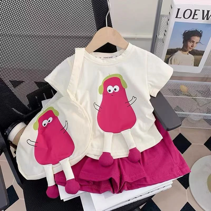 【思晨家】女宝宝专属夏季新款茄子短袖套装休闲百搭女童爆款套装