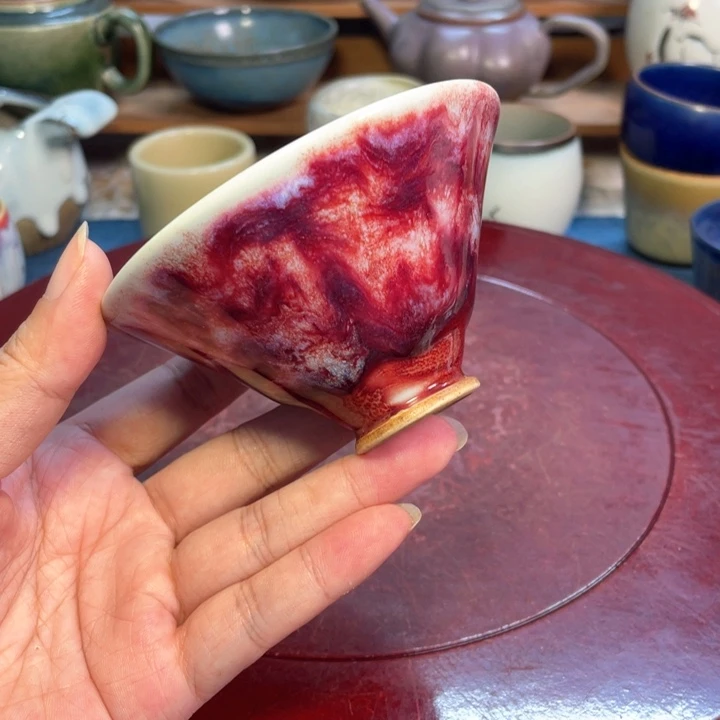 摆件钧瓷玉石釉斗笠盏