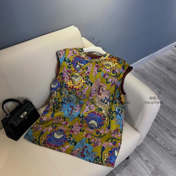 2025夏季新款『彩莲』新中式短袖上衣气质百搭中长款连衣裙女