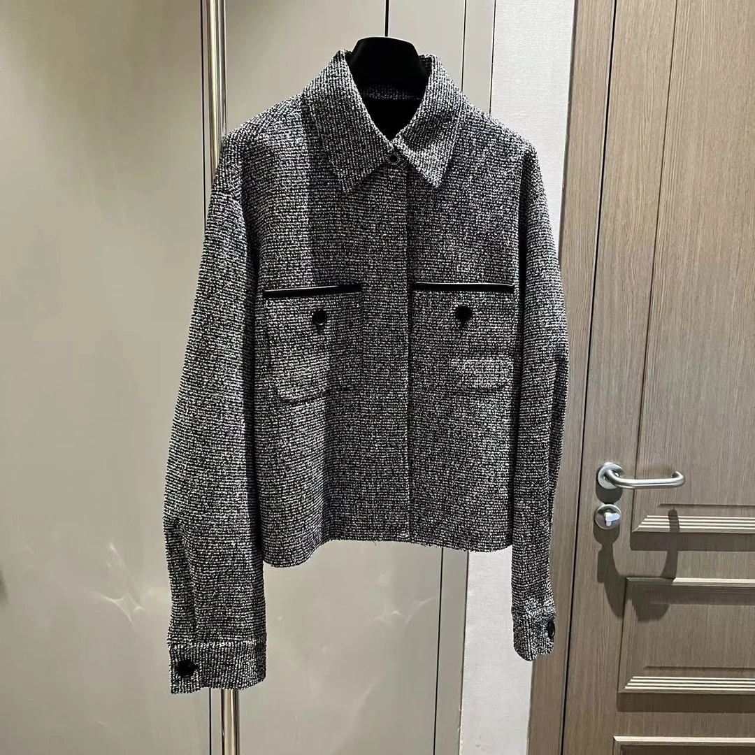 【大L】重磅外贸进口高奢重工设计师风极简通勤混纺长袖外套251180