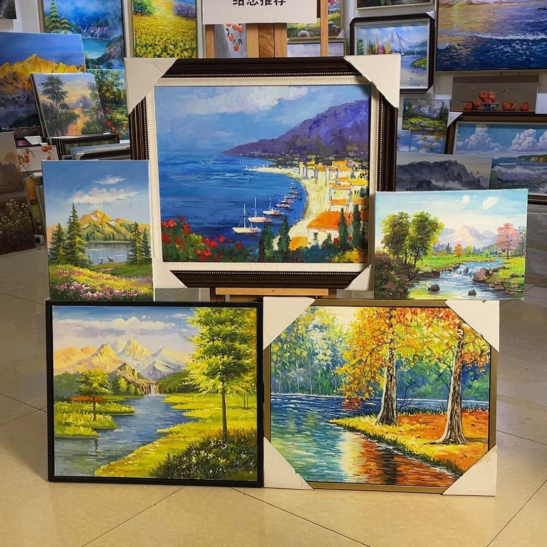 横款纯手绘油画，带框65*75cm