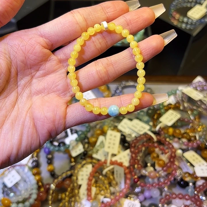 水晶手链银S925镶嵌花蜡a 90