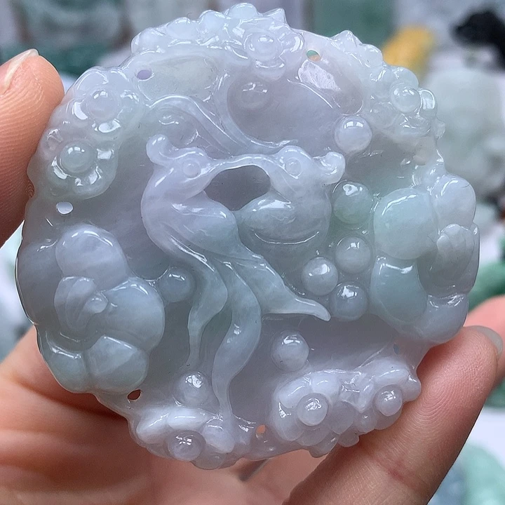 翡翠未镶嵌颈饰鸟语花香花开富贵两面工艺