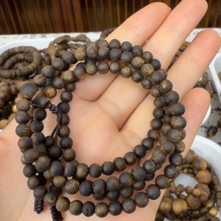 手串沉香小*沉香绿奇楠圆珠卡五沉水多圈淳化老料
