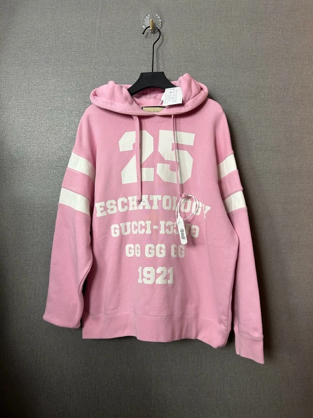 95新 GUCCI/古驰 古驰gucci粉色连帽卫衣95新