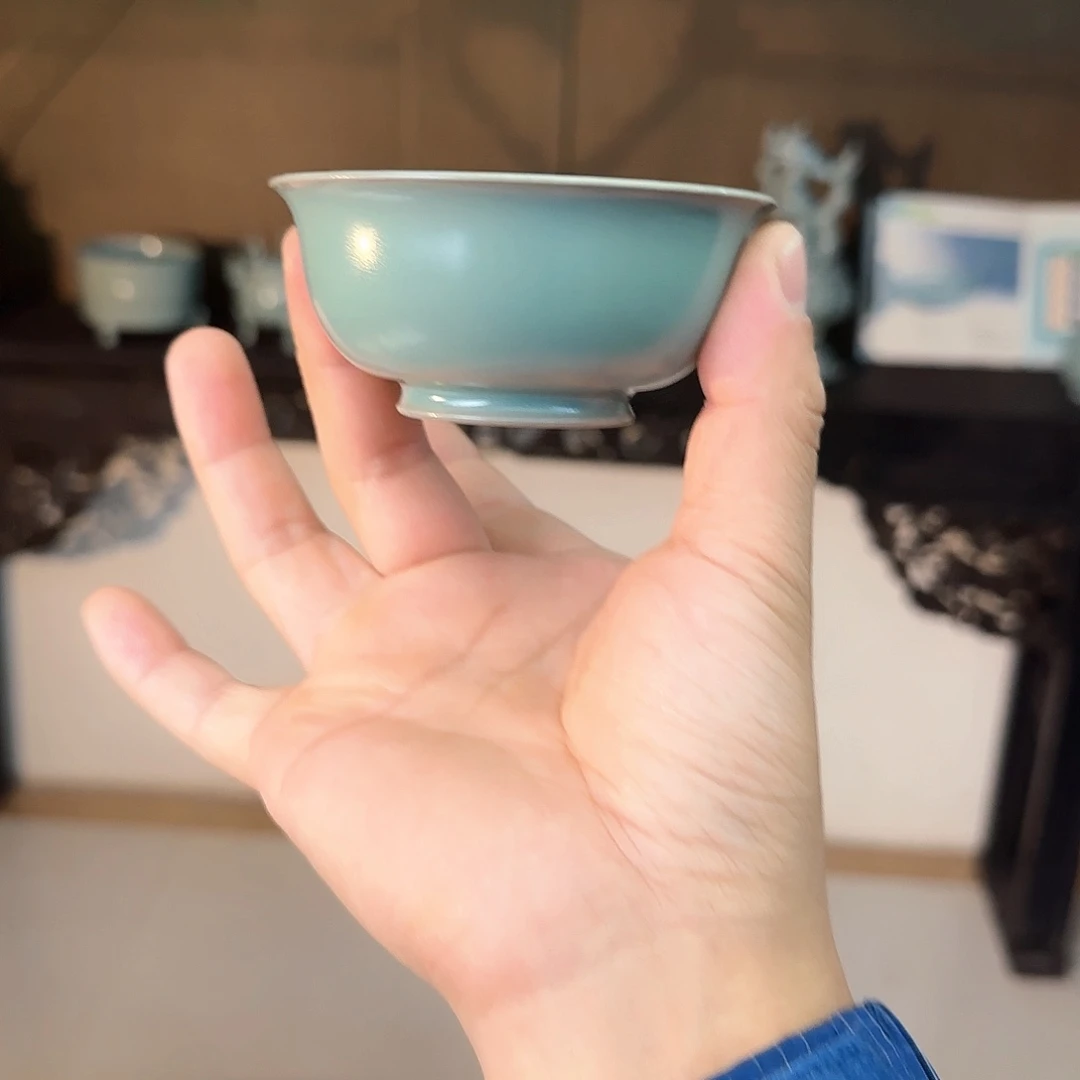 烟青釉仿古汝瓷主人杯