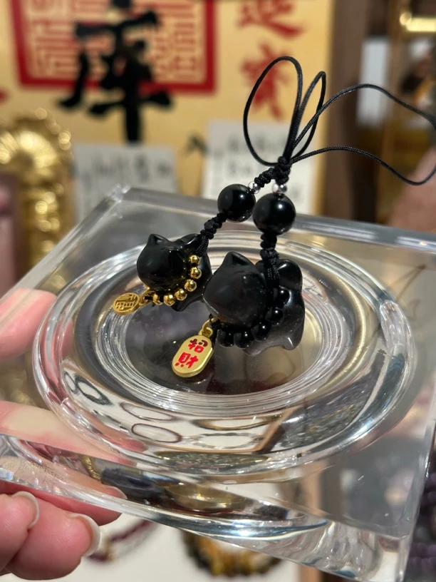 天然曜石银曜石金曜石情侣款手机挂坠吊坠 多样性发一