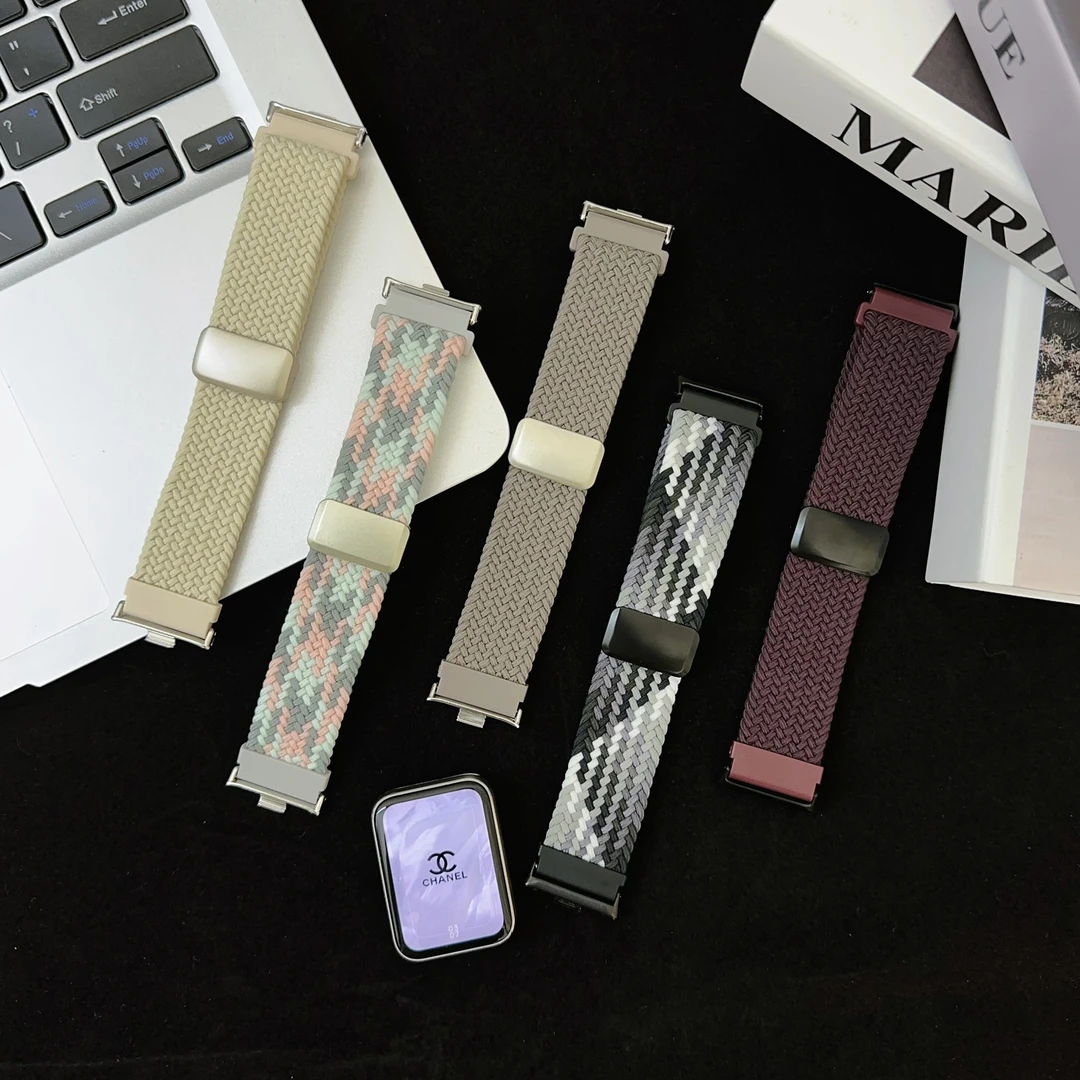 裴蔻 适用小米手环9pro/红米watch5表带运动弹力编织磁吸尼龙腕带