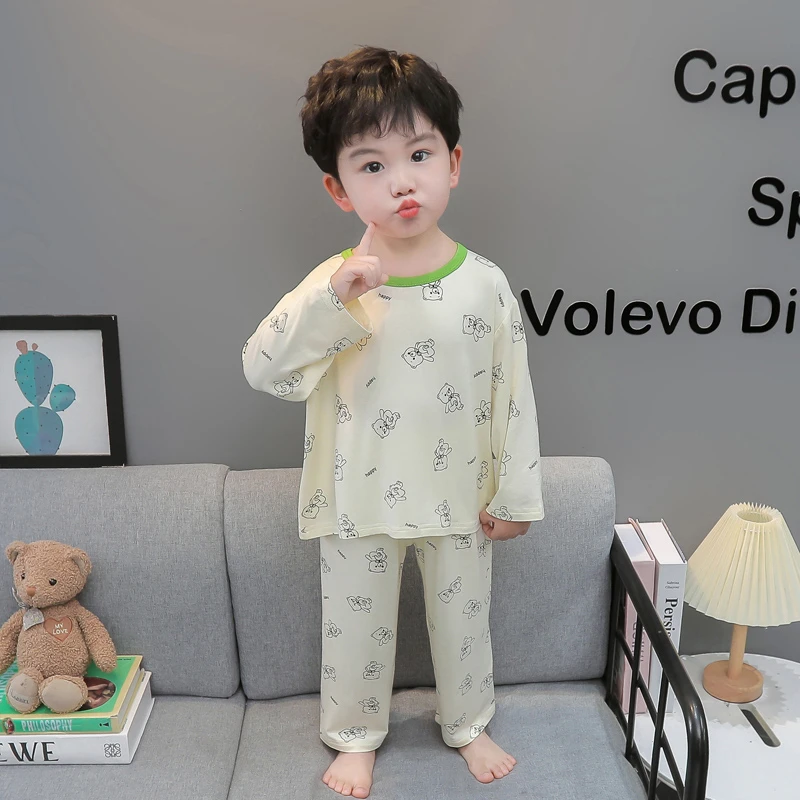 男童莫代尔睡衣春秋款2025新款男孩宝宝春季长袖空调服儿童家居服