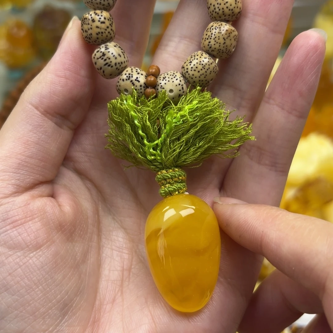 裸石蜜蜡未镶嵌蜜蜡吊坠打孔不退不换