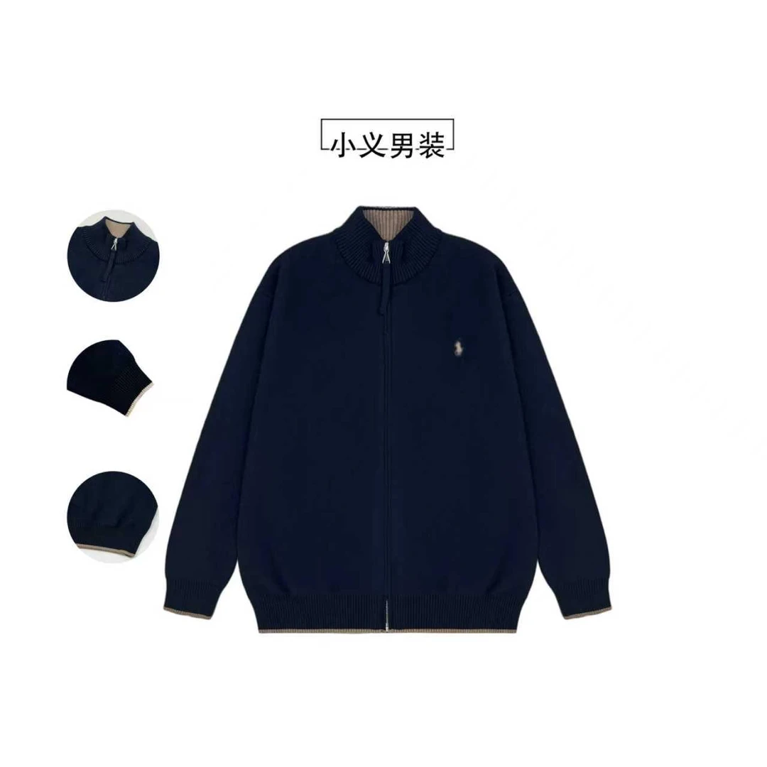 8066 秋季新款男士麦穗纹战马刺绣时尚开衫加厚外套棒球领毛衣