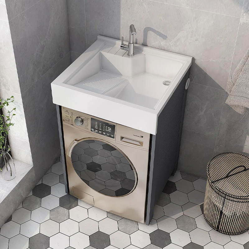 小户型阳台洗衣柜一体台盆洗衣池槽带搓板滚筒洗衣机柜浴室柜陶瓷