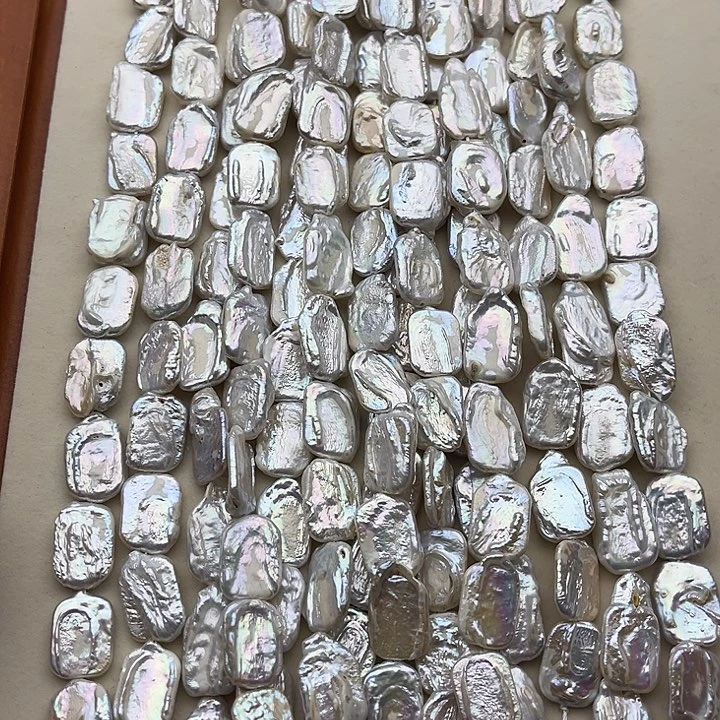 未镶嵌淡水珍珠珠宝半成品一条12mm长方片巴洛克珍珠