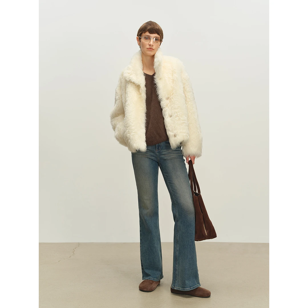 MSBEAST暖域托卡丨进口意大利卷毛皮毛一体立翻领廓形短款外套