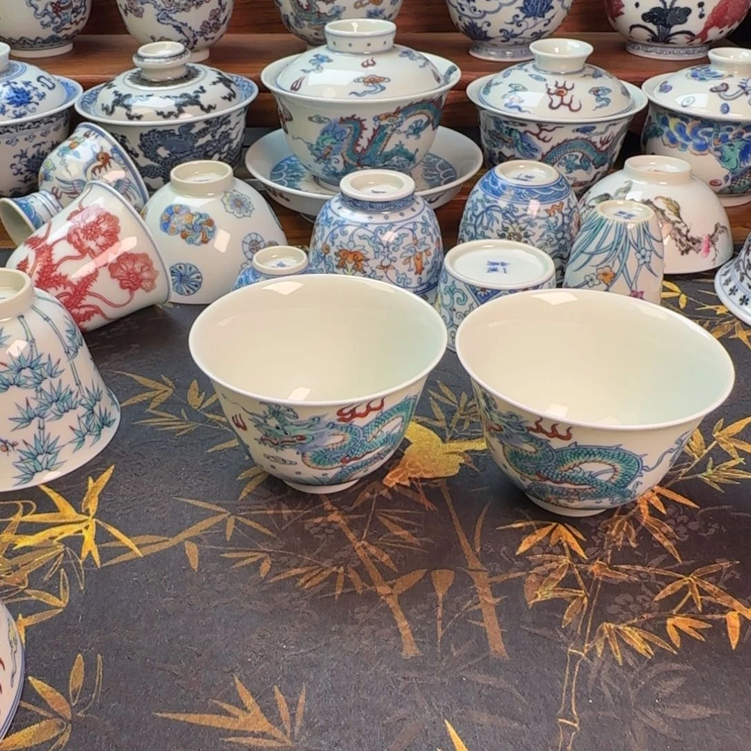 七***呀三件斗彩龙纹杯子杯子