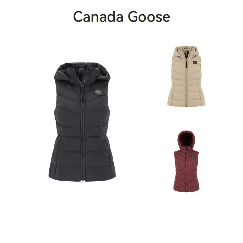 未使用 CANADA GOOSE 女士修身鸭绒羽绒连帽拉链马甲背心2333WB