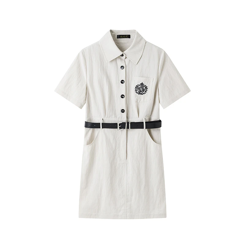 超级文 日暮修竹绣花工装天丝连衣裙