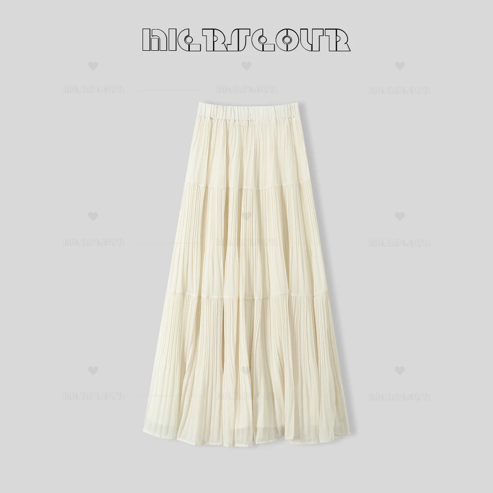 新款简约绵绵纱褶皱半身裙1682
